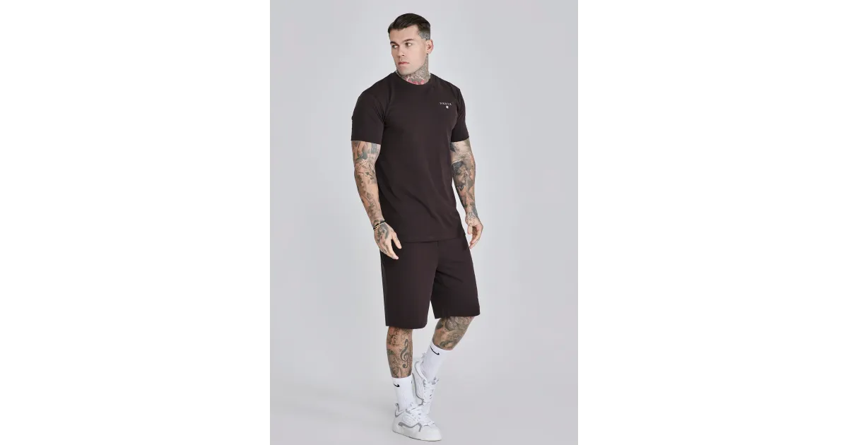 Set SIKSILK Shorts and Tshirt brown | Sportshouse.ro